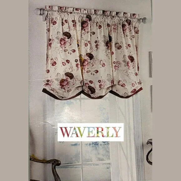 Vint. WAVERLY Garden Room Clip-Up Balloon Shade 100% Cotton in Vintage Rose - Picture 1 of 4